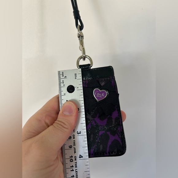 Coach Poppy Daisy Ocelot ID / Badge Purple Black Leopard Print - Picture 5 of 9